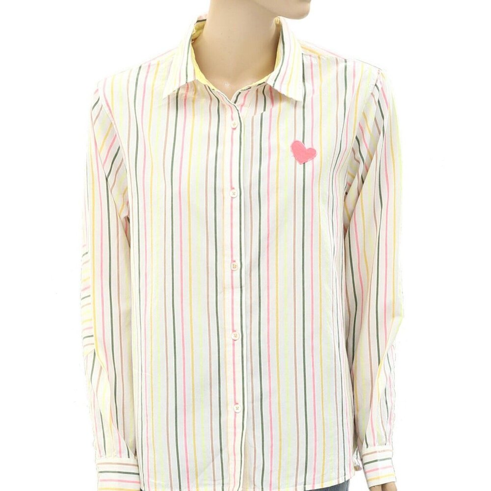 Kerri Rosenthal Shrunken Pia Shirt Tunic Top Buttondown Striped Poplin XL 267352 - Picture 8 of 10